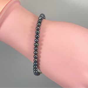 Vintage IWI Peacock Pearl Tahitian Beaded 14K Yellow Gold Clasp Bracelet